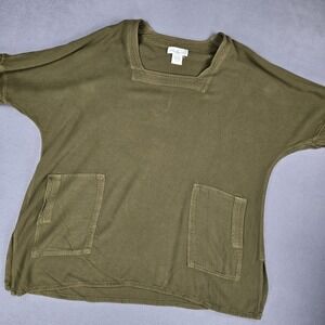 Soft Surroundings Tunic Top Womens One Size Green Lagenlook Dolman Pockets
